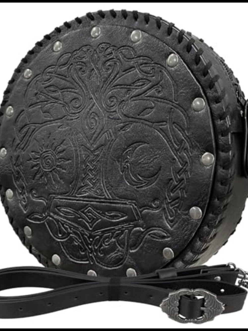 Viking Embossed Faux Leather Crossbody Belt Bag Nordic Medieval Cosplay